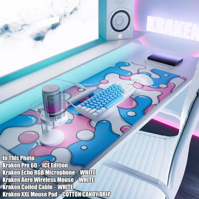 Alt view image 5 of 5 - Kraken Keycaps - ICE Edition RGB Backlit Keycap Set - White & Blue Doubleshot PBT Keycaps for Any Size Mechanical Keyboards - for All 60%, 65%, 75%, 85%, TKL & Full Size Keyboards (ICE)