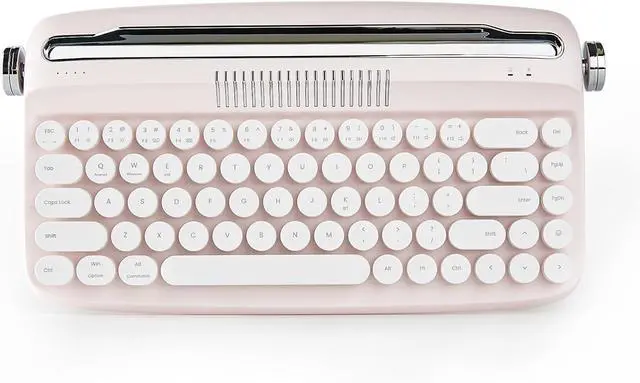 Main image of YUNZII Upgraded Wireless Typewriter Keyboard, Retro Keyboard with Integrated Stand, USB-C/Bluetooth Keyboard with Cute Round Keycaps for Multi Device for Win/Mac (B307, Baby Pink)