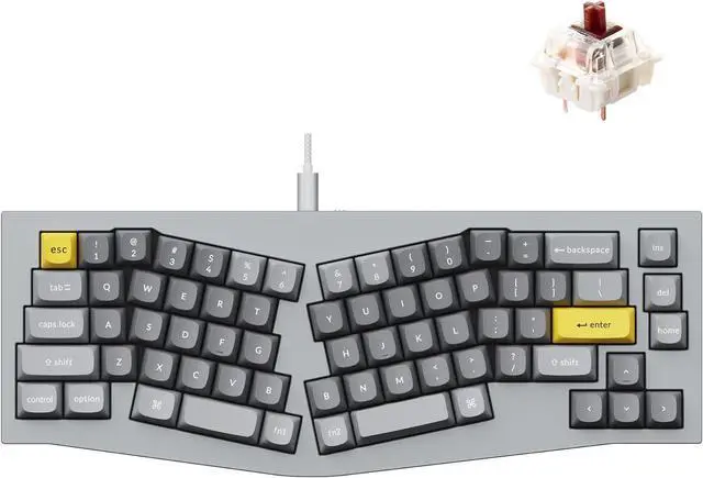 Main image of Keychron Q8 65% Ergonomic Wired Mechanical Keyboard - Hot-Swappable Gateron G Pro Brown Switch, Double Gasket Design, RGB - PBT Keycaps & Aluminum Frame for Mac/Windows/Linux (Grey)