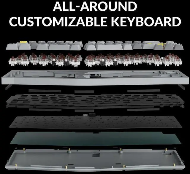 Alt view image 7 of 7 - Keychron Q8 65% Ergonomic Wired Mechanical Keyboard - Hot-Swappable Gateron G Pro Brown Switch, Double Gasket Design, RGB - PBT Keycaps & Aluminum Frame for Mac/Windows/Linux (Grey)