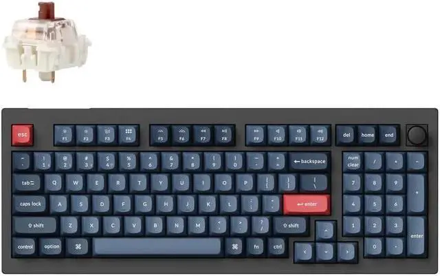 Main image of Keychron V5 Max Wireless Hot-Swappable RGB Mechanical Keyboard 2.4 GHz & Bluetooth Jupiter Brown Switches ABS Plastic Frame with Knob 96% Layout (100 Keys) Windows Mac OS Linux, Carbon Black (V5M-D3)