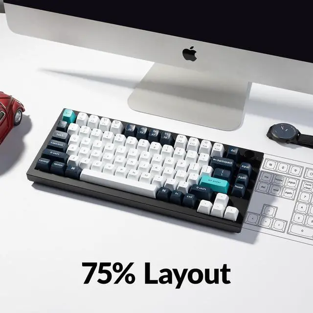 Alt view image 2 of 7 - Keychron Q1 Max Hotswap Wireless Mechanical Keyboard|RGB|Aluminum Frame|Carbon Black|with Knob|Gateron Jupiter Brown|75% Layout (84 Keys)|Windows Mac OS (Q1M-M3)