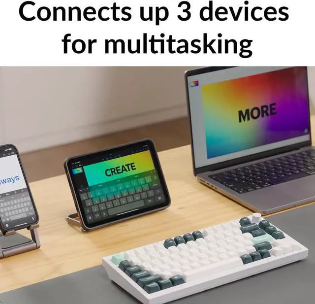 Alt view image 5 of 7 - Keychron Q1 HE Hot-swappable RGB Wireless Mechanical Keyboard 2.4 GHz & Bluetooth Hall Effect Switches Aluminum Frame with Knob 75% Layout (84 Keys) for Windows Mac OS, Shell White (Q1H-P1)