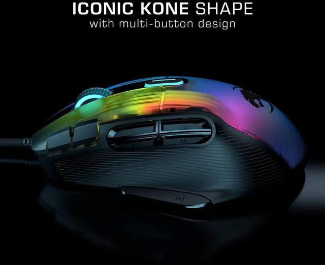 Alt view image 7 of 7 - ROCCAT Kone XP PC Gaming Mouse with 3D AIMO RGB Lighting, 19K DPI Optical Sensor, 4D Krystal Scroll Wheel, Multi-Button Design, Wired Computer Mouse  Black