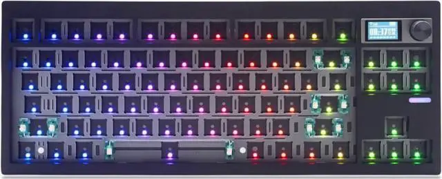 Main image of BOYI GMK87 Barebones Keyboard Kit,VIA Programable Gasket Mounted BT5.0/2.4GHz/Type-C Wired Hot-Swap RGB Custom DIY Mechanical Keyboard with TFT Screen&Knob(Black)