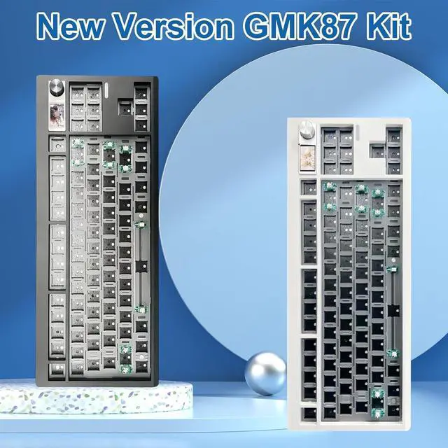 Alt view image 7 of 7 - BOYI GMK87 Barebones Keyboard Kit,VIA Programable Gasket Mounted BT5.0/2.4GHz/Type-C Wired Hot-Swap RGB Custom DIY Mechanical Keyboard with TFT Screen&Knob(Black)