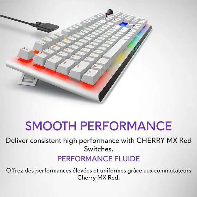 Alt view image 3 of 7 - Alienware Pro Wireless Gaming Keyboard - Bluetooth 5.1/2.4 GHz Radio Frequency Connectivity, Linear Mechanical, Hot-swappable switches, Tri Mode connectivity, Adjustable Height - Lunar Light