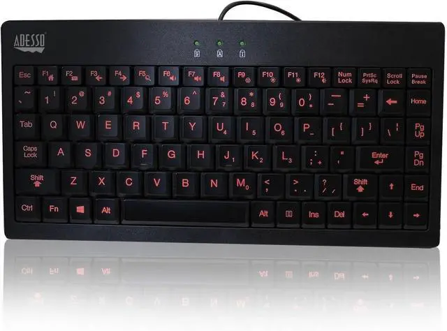 Alt view image 2 of 5 - Adesso SlimTouch 110 3-Color Illuminated Mini Keyboard (AKB-110EB)