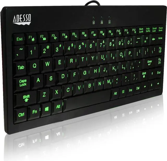 Alt view image 3 of 5 - Adesso SlimTouch 110 3-Color Illuminated Mini Keyboard (AKB-110EB)