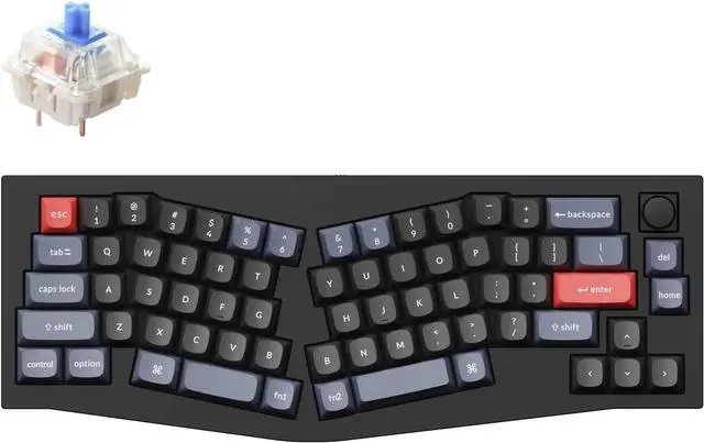 Main image of Keychron Q8 Hot-swappable Wired Mechanical Keyboard with RGB LED|Gateron G Pro Blue Switch|Knob Version|for Windows and Mac|65% Alice Layout (68 Keys)|Aluminum Frame (Black,Q8-M2)
