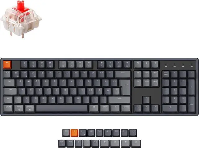 Alt view image 4 of 7 - Keychron K10 Full Size Layout RGB Hot Swap Mechanical Keyboard, Multitasking 104 Keys Bluetooth Wireless/USB Wired Gaming Keyboard with Gateron G Pro Red Switches, Aluminum Frame, for Mac Windows