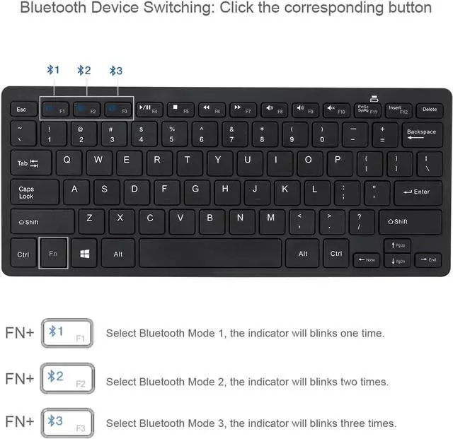 Alt view image 6 of 7 - Adesso SlimTouch WKB-1100BB Bluetooth 30 Scissor-Switch Mini Keyboard with Multimedia Hotkeys