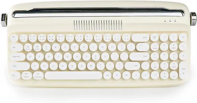 Main image of YUNZII Upgraded Wireless Typewriter Keyboard, Retro Keyboard with Integrated Stand, USB-C/Bluetooth Keyboard with Cute Round Keycaps for Multi Device for Win/Mac (B309, Ivory Butter)
