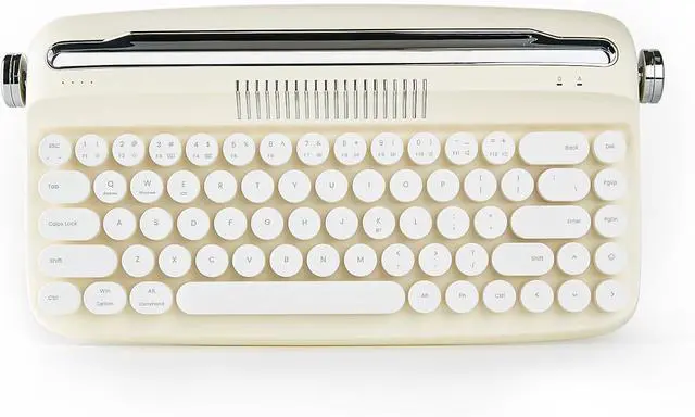 Main image of YUNZII Upgraded Wireless Typewriter Keyboard, Retro Keyboard with Integrated Stand, USB-C/Bluetooth Keyboard with Cute Round Keycaps for Multi Device for Win/Mac (B307, Ivory Butter)