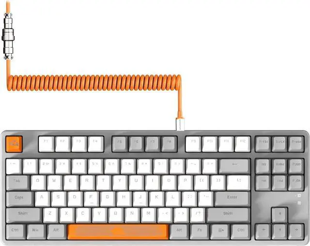 Main image of Magic-Refiner AK873 Gaming Keyboard,Chroma RGB Backlit,Hot-Swappable Linear Red Switch,PBT Keycap,75% TKL Layout,Ergonomic Mechanical Keyboard with Custom Coiled USB/Type-C Aviation Cable(Orange Gray)