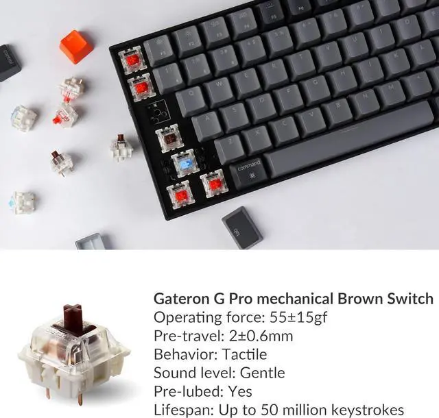 Alt view image 4 of 7 - Keychron K4 Bluetooth/USB-C Keyboard - White LED Backlit - Gateron Brown - Mac and Windows Version 2 - Bluetooth 5.1