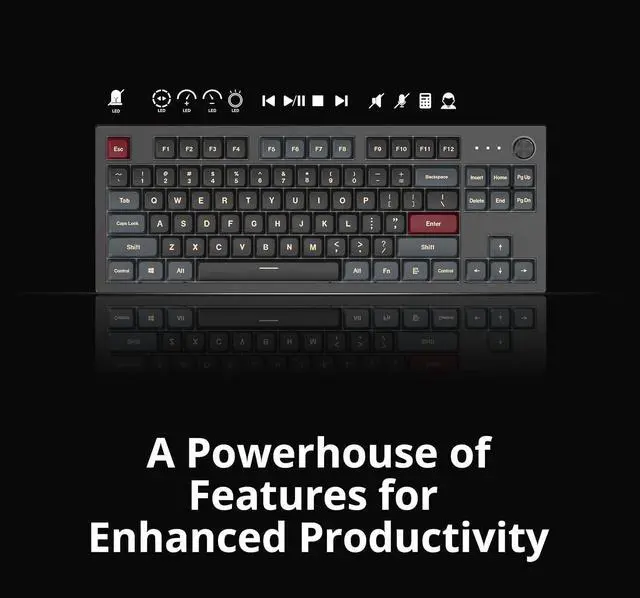 Alt view image 2 of 6 - Montech MKey TKL Mechanical Gaming Keyboard: Customizable RGB LED, Premium MDA Profile PBT Keycap, Hot-Swappable Gateron G Yellow Pro 2.0 Pre-lubed Switches, Osaka Castle Theme, Darkness (MK87DY)