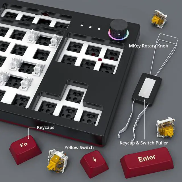Alt view image 5 of 6 - Montech MKey TKL Mechanical Gaming Keyboard: Customizable RGB LED, Premium MDA Profile PBT Keycap, Hot-Swappable Gateron G Yellow Pro 2.0 Pre-lubed Switches, Osaka Castle Theme, Darkness (MK87DY)