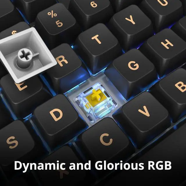 Alt view image 4 of 6 - Montech MKey TKL Mechanical Gaming Keyboard: Customizable RGB LED, Premium MDA Profile PBT Keycap, Hot-Swappable Gateron G Yellow Pro 2.0 Pre-lubed Switches, Osaka Castle Theme, Darkness (MK87DY)