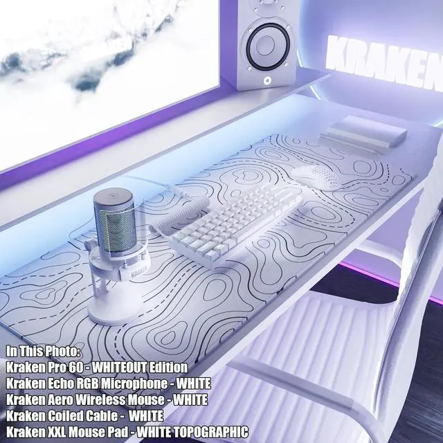 Alt view image 4 of 5 - Kraken White Coiled Keyboard Cable - Artisan Coiled USB C Cable with Aviator Connector for Mechanical Gaming Keyboards (Pure White)