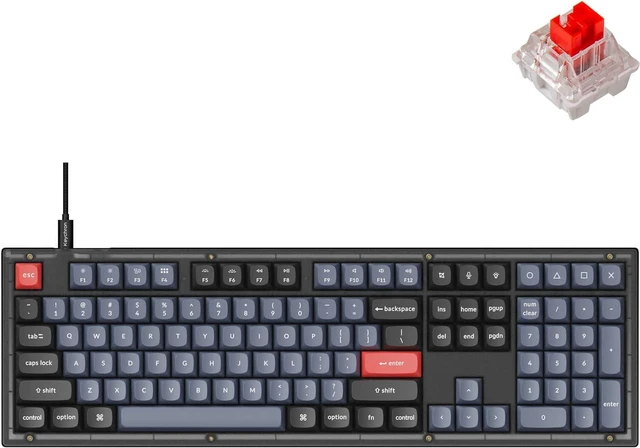 Main image of Keychron V6 Wired Custom Mechanical Keyboard, Full-Size QMK/VIA Programmable Macro with Hot-swappable Keychron K Pro Red Switch Compatible with Mac Windows Linux (Frosted Black-Translucent)