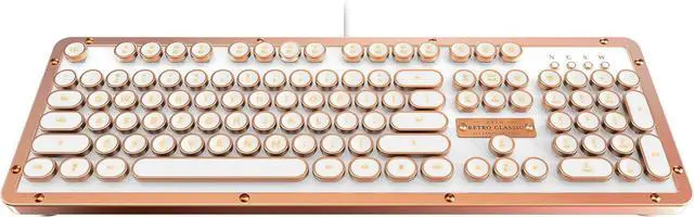 Alt view image 2 of 5 - AZiO MK-RETRO-L-02-US Retro Classic Posh USB Luxury Vintage Back lit Mechanical Keyboard, White/Copper