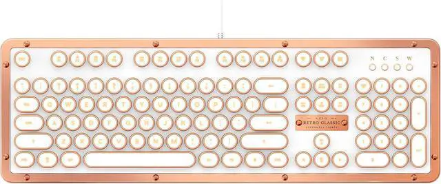 Alt view image 3 of 5 - AZiO MK-RETRO-L-02-US Retro Classic Posh USB Luxury Vintage Back lit Mechanical Keyboard, White/Copper