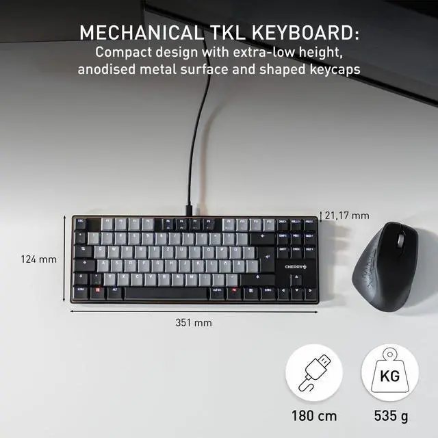 Alt view image 3 of 7 - Cherry KC 500 MX LP Mechanical Low Profile Keyboard | Slim Design | White Lighting | PBT Key caps New MX LP 2.0 Switches (Black, TKL)