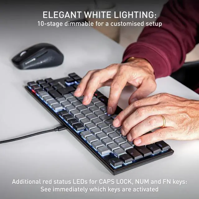 Alt view image 5 of 7 - Cherry KC 500 MX LP Mechanical Low Profile Keyboard | Slim Design | White Lighting | PBT Key caps New MX LP 2.0 Switches (Black, TKL)