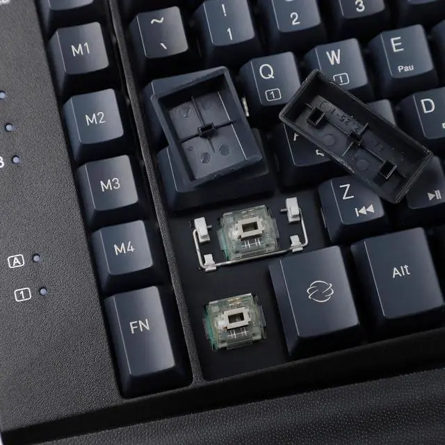 Alt view image 4 of 7 - YMDK Split 75% NKRO Core Alps Matias Silent Switches Magnetic Hand Rests Ergonomics Fully Programmable Macro Mechanical Keyboard