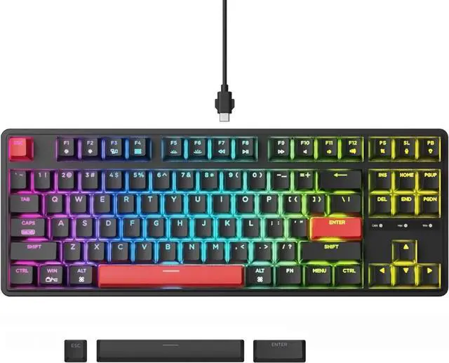 Main image of Keychron C3 Pro QMK/VIA Trådbundet Mekaniskt Tangentbord, Programmer Beard, TKL-gamingtangentbord 87 Tangenter Hot Swap Röd LED Backlit for Mac/Windows/Linux (Burn Switch)