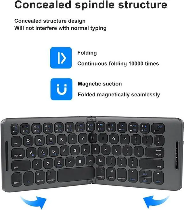 Alt view image 4 of 7 - Estink Foldable BT Keyboard, 65 Keys, C Type Interface, Multi Device Support, Compatible with OS X iOS Android Systems