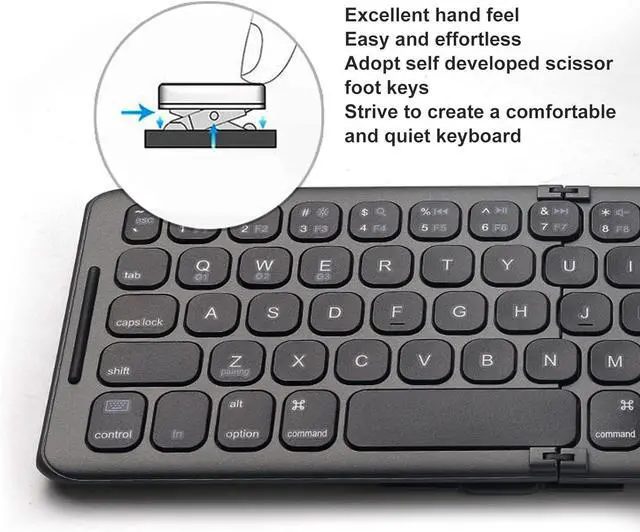 Alt view image 6 of 7 - Estink Foldable BT Keyboard, 65 Keys, C Type Interface, Multi Device Support, Compatible with OS X iOS Android Systems