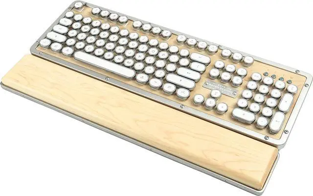 Alt view image 4 of 7 - Azio Retro Classic Bluetooth (Maple) - Wireless/USB Wired Maple Wood Vintage Backlit Mechanical Keyboard for PC/Mac (MK-RETRO-BT-W-02-US)