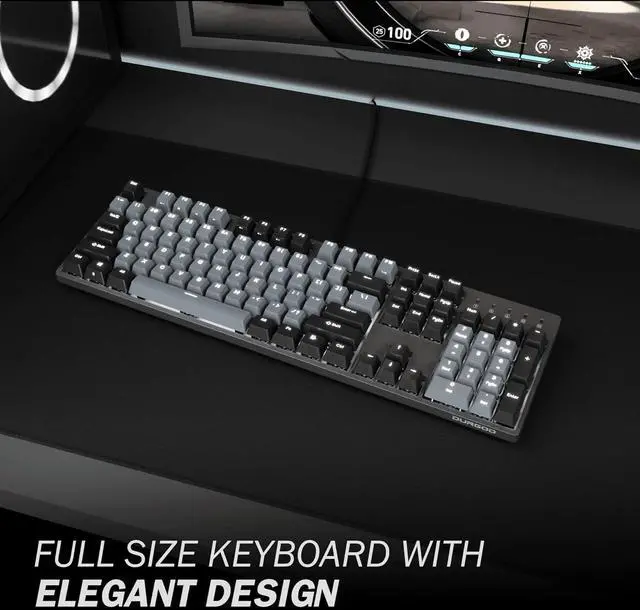 Alt view image 2 of 7 - Durgod Taurus K310 Mechanical Keyboard | Backlit | 104 Keys Full Size | USB C Wired | Doubleshot PBT Keycaps | Programmable Keys | NKRO Rollover | for Windows & Mac | Cherry MX Speed Silver, Corona