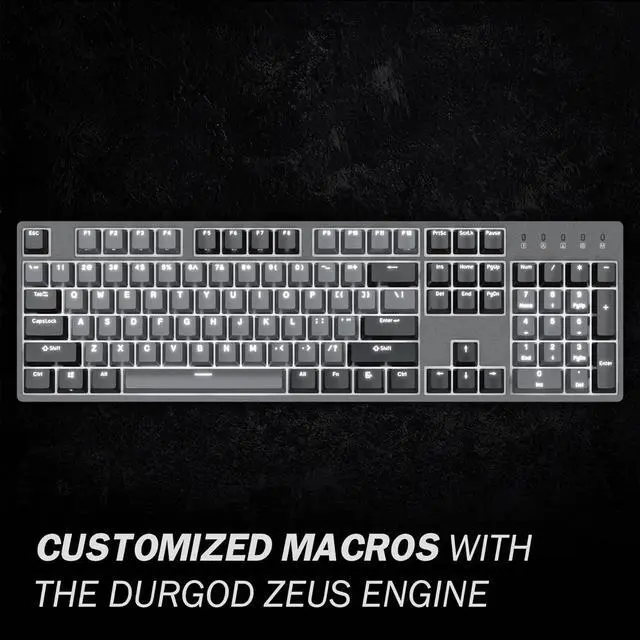 Alt view image 6 of 7 - Durgod Taurus K310 Mechanical Keyboard | Backlit | 104 Keys Full Size | USB C Wired | Doubleshot PBT Keycaps | Programmable Keys | NKRO Rollover | for Windows & Mac | Cherry MX Speed Silver, Corona