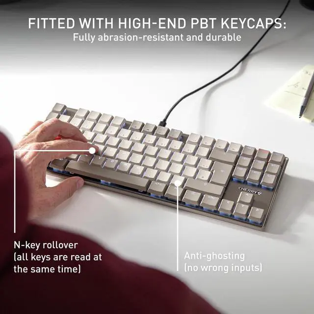 Alt view image 3 of 7 - Cherry KC 500 MX LP Mechanical Low Profile Keyboard | Slim Design | White Lighting | PBT Key caps New MX LP 2.0 Switches (Gray, TKL)