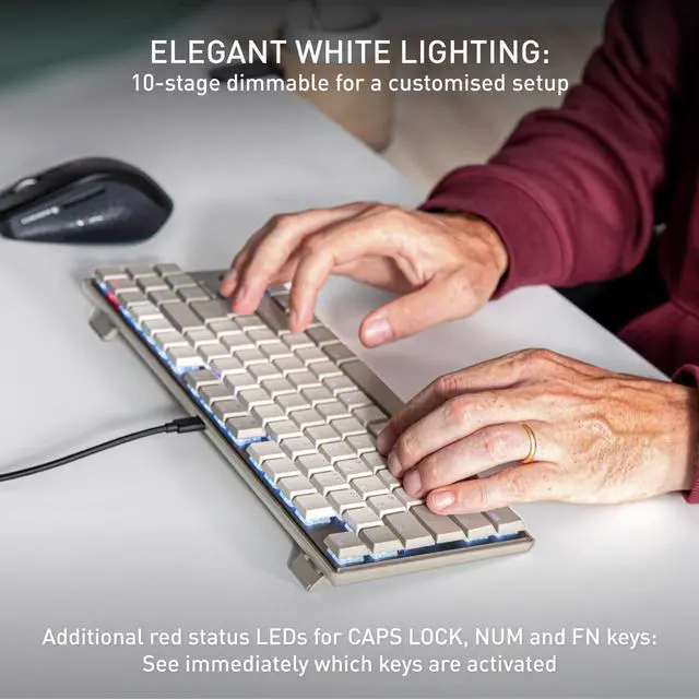 Alt view image 4 of 7 - Cherry KC 500 MX LP Mechanical Low Profile Keyboard | Slim Design | White Lighting | PBT Key caps New MX LP 2.0 Switches (Gray, TKL)