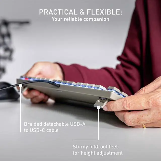 Alt view image 5 of 7 - Cherry KC 500 MX LP Mechanical Low Profile Keyboard | Slim Design | White Lighting | PBT Key caps New MX LP 2.0 Switches (Gray, TKL)