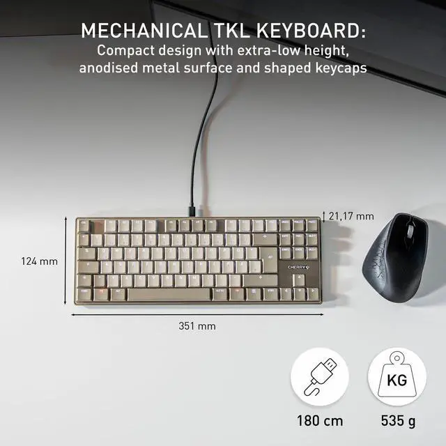 Alt view image 6 of 7 - Cherry KC 500 MX LP Mechanical Low Profile Keyboard | Slim Design | White Lighting | PBT Key caps New MX LP 2.0 Switches (Gray, TKL)