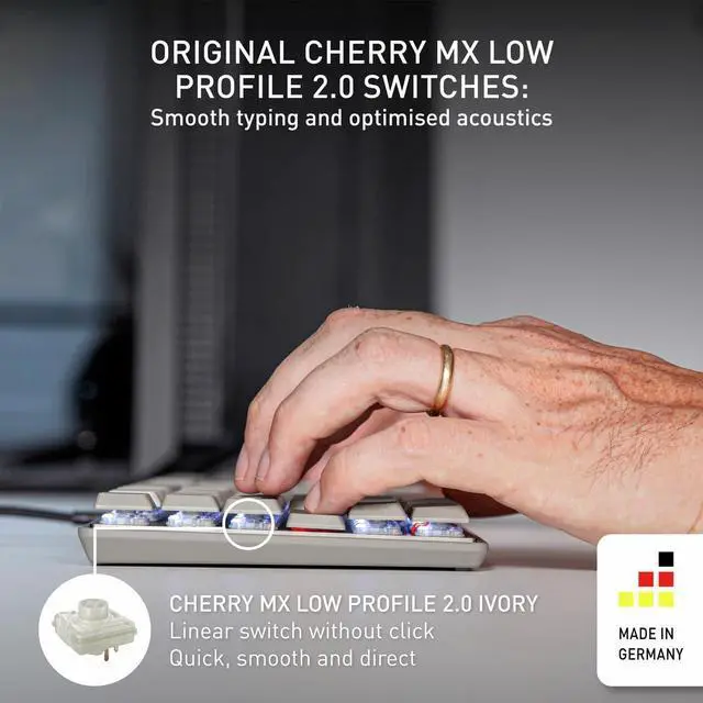 Alt view image 7 of 7 - Cherry KC 500 MX LP Mechanical Low Profile Keyboard | Slim Design | White Lighting | PBT Key caps New MX LP 2.0 Switches (Gray, TKL)