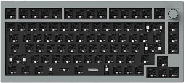 Main image of Keychron Q1 Pro Hot-swappable Wireless/Wired Mechanical Keyboard South-Facing RGB Lights Aluminum Frame with Knob Barebone Version 75% Layout (84 Keys) for Windows Mac Linux OS, Silver Grey (Q1P-B2)
