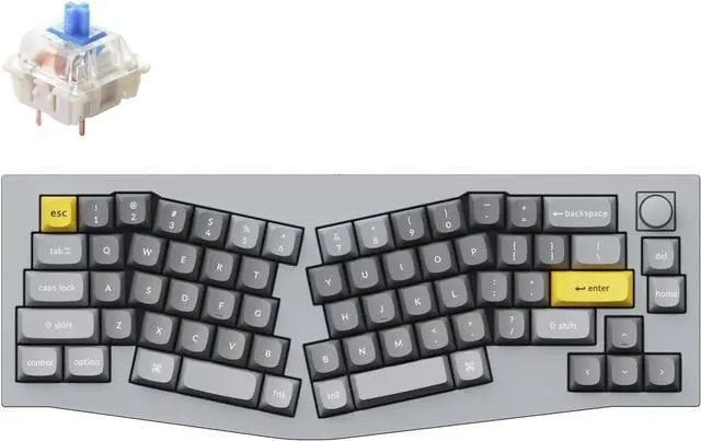 Main image of Keychron Q8 Hot-swappable Wired Mechanical Keyboard with RGB LED|Gateron G Pro Blue Switch|Knob Version|for Windows and Mac|65% Alice Layout (68 Keys)|Aluminum Frame (Grey,Q8-N2)