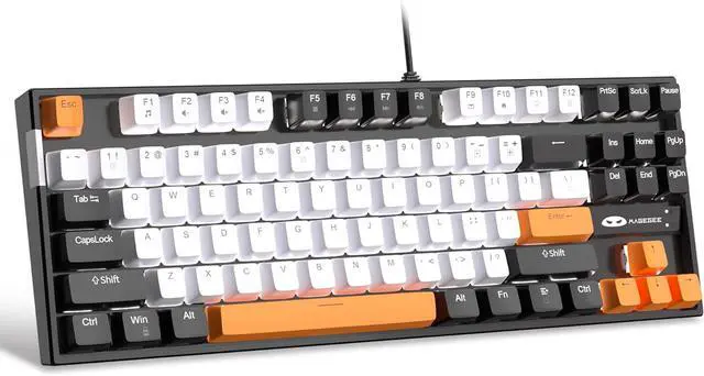 Main image of MageGee 75% Mechanical Gaming Keyboard, Yellow Switch, LED White Backlit, 87 Keys Compact TKL Wired Computer Keyboards for Windows Laptop PC Gamer - White/Black