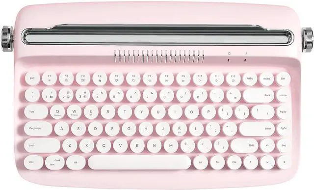 Main image of YUNZII ACTTO B303 Wireless Keyboard, Retro Bluetooth Typewriter Keyboard with Integrated Stand for Multi-Device (English, Baby Pink)
