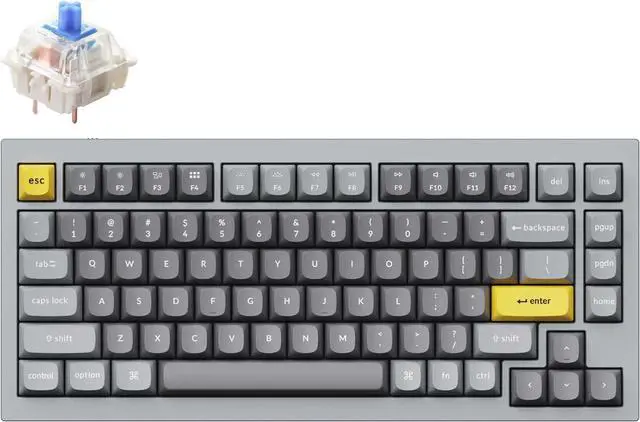 Main image of Keychron Q1 Mechanical Keyboard Grey - PH BL (Keychron Q1D2), Blue Swich