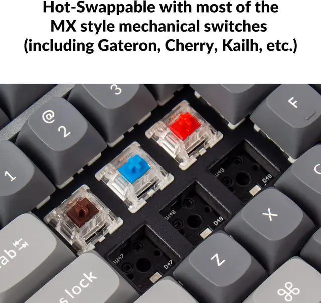 Alt view image 2 of 7 - Keychron Q1 Mechanical Keyboard Grey - PH BL (Keychron Q1D2), Blue Swich