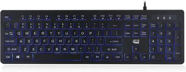 Alt view image 2 of 6 - Adesso AKB-139EB Large Print Illuminated Desktop Keyboard
