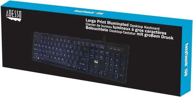 Alt view image 6 of 6 - Adesso AKB-139EB Large Print Illuminated Desktop Keyboard