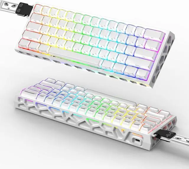 Main image of BOYI H60Pro Hollow Aluminum Rapid Trigger Magnetic Switch 60% Mechanical Keyboard,Hall Effect 8K Polling Rate RGB Wired Skeleton Aluminum CNC Gaming Keyboard (White Crystal Jelly Keycaps)